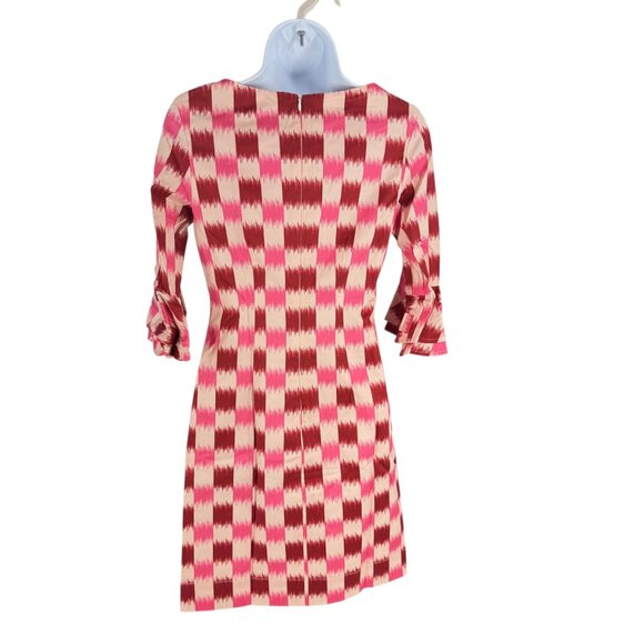 Autumn Adeigbo NEW Rose Lenore Pink Check Half Sleeve Cocktail Mini Dress Size 0 - Picture 7 of 11